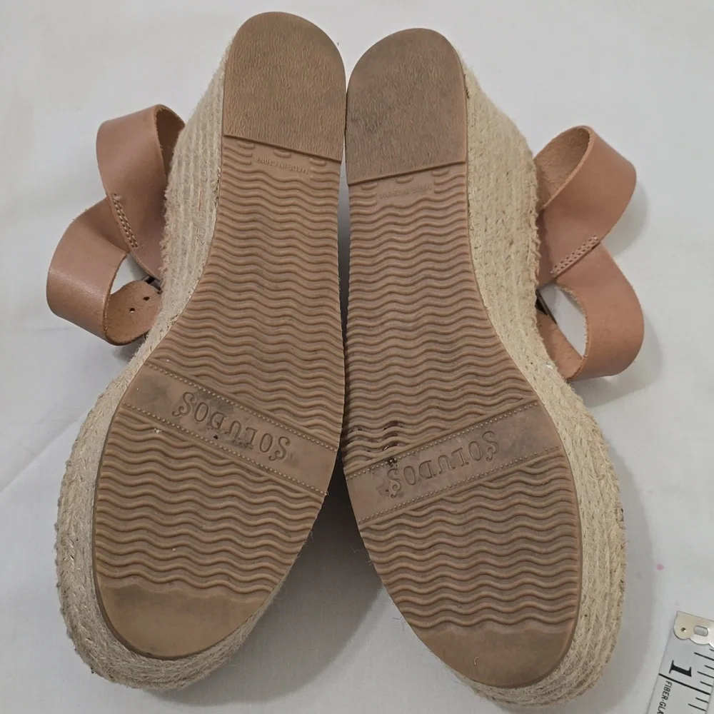 Soludos Minorca Leather Ankle Strap Espadrille Platform Sandals Tan Leather‎ 8.5